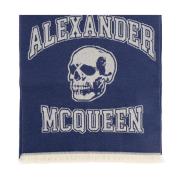 Alexander McQueen Ullhalsduk med logotyp Blue, Herr