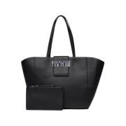 Versace Jeans Couture Svart läder shopper väska Black, Dam