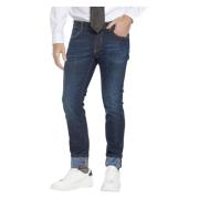Mason's Blå Slim Fit Jeans med Mönstrade Detaljer Blue, Herr