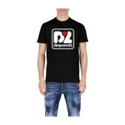 Dsquared2 Svart D2 T-Shirt med Framsidetryck Black, Herr