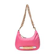Moschino Rosa Nylon Mini Väska med Metallic Logo Pink, Dam