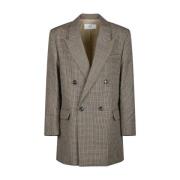 Ami Paris Beige Check Print Blazer Beige, Dam