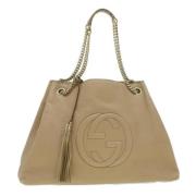 Gucci Vintage Beige Läder Gucci Väska Beige, Dam