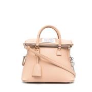 Maison Margiela Blush Rosa Läder Toteväska med Charm Detalj Beige, Dam