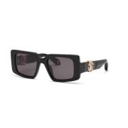 Roberto Cavalli Rektangulära svarta solglasögon Black, Dam