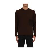 Covert Round-neck Knitwear Brown, Herr