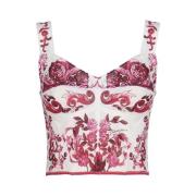 Dolce & Gabbana Majolica Print Bustier Top Pink, Dam