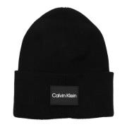 Calvin Klein Enfärgad Logo Beanie Black, Herr