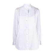 Burberry Vit Poplin Skjorta med Spetsdetaljer White, Dam