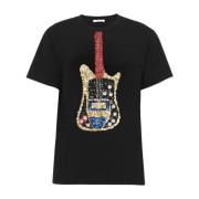 Chloé Broderad Sequin Gitarr T-shirt Black, Dam