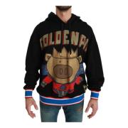 Dolce & Gabbana Black Sweater Pig of the Year Hooded Black, Herr