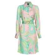 Pinko Satinklänning med flerfärgat splash-tryck Multicolor, Dam