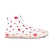 Moschino Vit/Röd Heart Logo High-Top Sneakers White, Dam