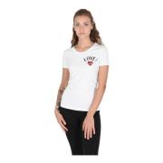 Love Moschino Vit Bomullsblandning T-Shirt White, Dam