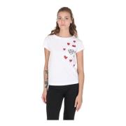 Love Moschino Vit Bomull Spandex T-Shirt White, Dam
