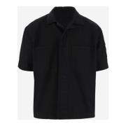 44 Label Group Svart bomullsdenim skjorta med logodetalj Black, Herr