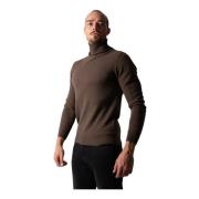 Daniele Fiesoli Cashmere Rullkrage Tröja Brun Melange Brown, Herr