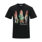 JW Anderson Grafiskt Tryck Gnome Trio T-Shirt Black, Herr
