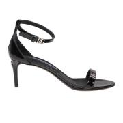 Dolce & Gabbana Svart lackläder sandal Black, Dam