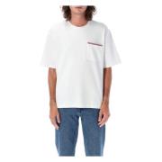 Thom Browne Vit Oversized T-shirt med Ficka White, Herr