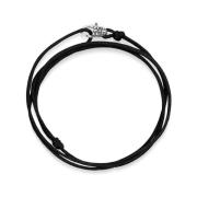 Nialaya Black Wrap-Around String Bracelet with Sterling Silver Lock Bl...