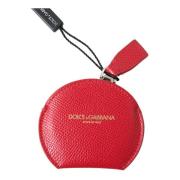 Dolce & Gabbana Röd Läder Handsspegelhållare Red, Dam