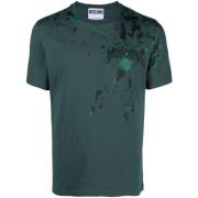 Moschino Gröna T-shirts och Polos med Färgstänk Detalj Green, Herr