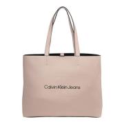 Calvin Klein Jeans Enkel Tote Bag med Logo Pink, Dam