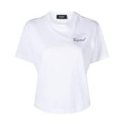 Dsquared2 T-shirts och Polos med hjärtmotiv White, Dam