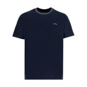 Paul & Shark Bomulls Crew-neck T-shirt med Kontrasterande Ränder Blue,...