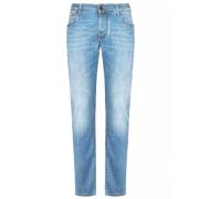 Jacob Cohën Faded Blue Stretch Jeans, Made in Italy Blue, Herr