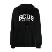 Gcds Logo Bomullshoodie med Applikation Black, Dam