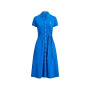 Polo Ralph Lauren Bomullsskjortklänning med broderad logotyp Blue, Dam