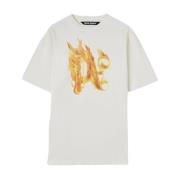 Palm Angels Brinnande Monogram T-Shirt White, Herr