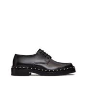 Valentino Garavani Svarta Rockstud Läder Derby Skor Black, Herr