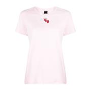 Pinko T-shirt med logotryck och hjärtmotiv Pink, Dam