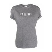Brunello Cucinelli Dam T-shirt med pärlor Gray, Dam