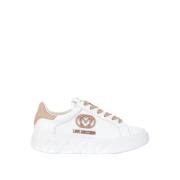 Love Moschino Vita/Cipria Läder Sneakers för Kvinnor White, Dam