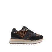 Blauer Leopard Brun Sneakers Multicolor, Dam