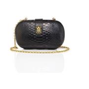 Claris Virot Python Minaudière Väska i Svart Black, Dam