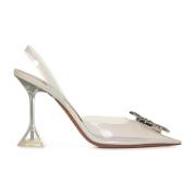 Amina Muaddi Almond Vit Transparent PVC Kristall Brosch Pumps White, D...