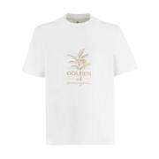 Brunello Cucinelli Herr Crew-Neck T-Shirt med Nitad Hem White, Herr