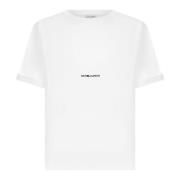 Saint Laurent Vit Bomull Jersey T-shirt med Ikoniskt Logotyp White, Da...