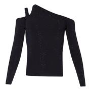Liu Jo Svarta Sweaters med Cut Out Strass Black, Dam