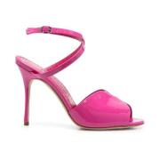 Manolo Blahnik Rosa Lackläder Sandaler Pink, Dam