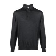 Lardini Ull Polo Tröja, Regular Fit Black, Herr