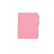 Bottega Veneta Kompakt läderplånbok med Intrecciato-motiv Pink, Dam