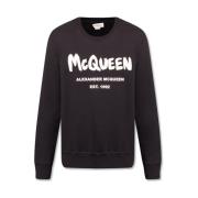Alexander McQueen Sweatshirt med logotyp Black, Herr