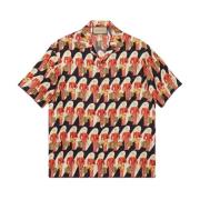 Gucci Silk Twill Bowling Skjorta med All-Over Print Multicolor, Herr