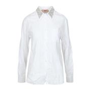 N21 Bomullsskjorta med strasskrage White, Dam